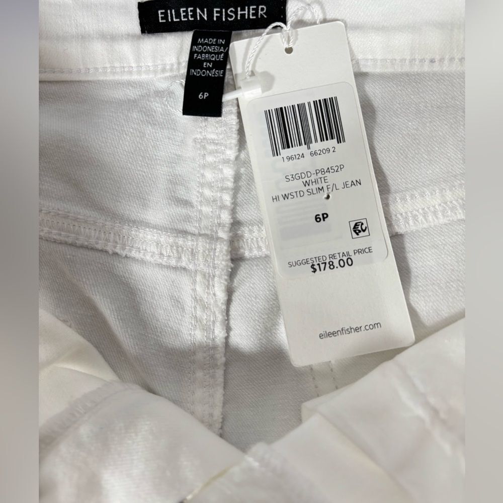 NWT Eileen Fisher Organic Cotton White Crop Slim Fit Modern Classic Jeans 6P - Picture 8 of 13